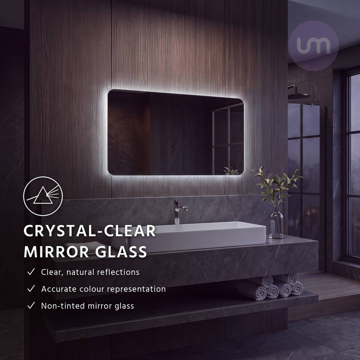 Eson 1000 x 600 mm backlit LED mirror – crystal-clear non-tinted mirror glass
