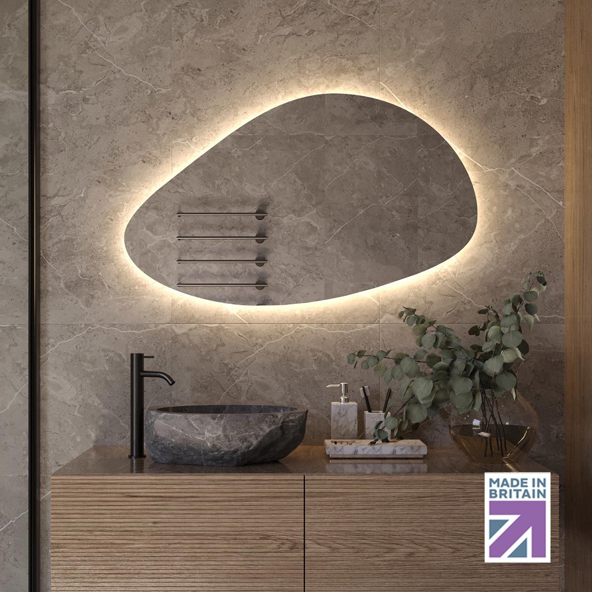 Lulworth Backlit Shaver Pebble Mirror