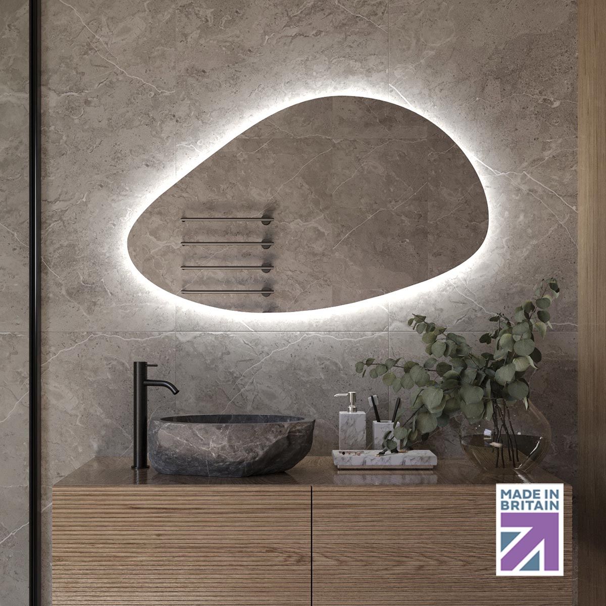 Lulworth Backlit Shaver Pebble Mirror