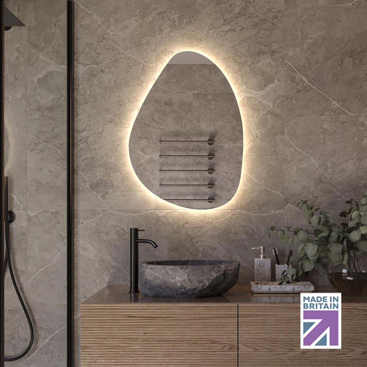 Budleigh Backlit Shaver Pebble Mirror