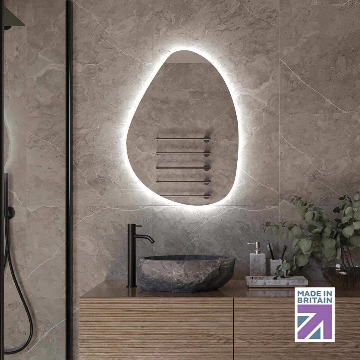 Budleigh Backlit Shaver Pebble Mirror